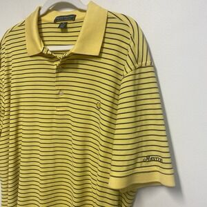 Masters Collection Men's XL Polo Shirt Yellow Blue Stripes Pima Cotton